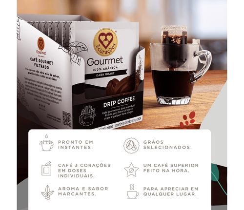 Cafe Drip 3 Coracoes Gourmet Dark 11G