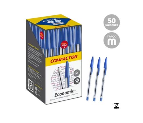 Caneta Compactor Econômica Azul