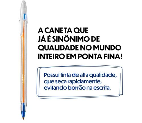 Caneta Esferográfica BIC Azul Fina 0.8