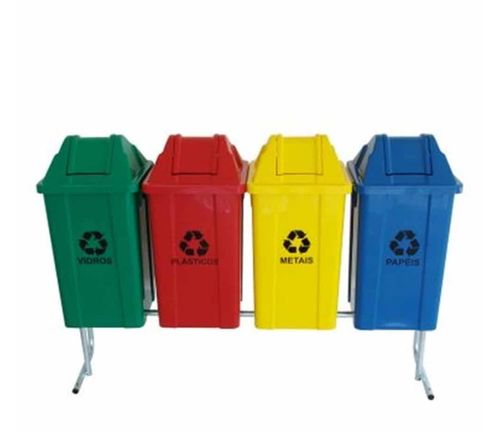 Kit Coleta Seletiva 50L Suporte Plástico Bralimpia
