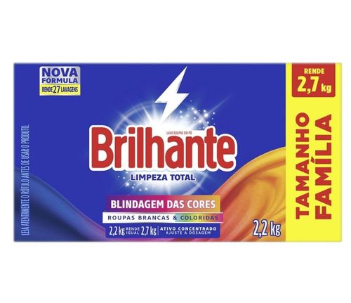 Sabão em Pó Brilhante 2,2kg CX Limpeza Total
